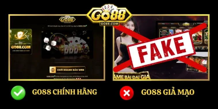 Làm Sao Để Biết Đâu Là Website Go88 Chính Hãng Giữa Ma Trận Giả 3 Chữ “Go88.com” trên logo thật rõ ràng, font chữ đồng bộ, trong khi logo giả thường sai font hoặc thêm ký tự lạ.